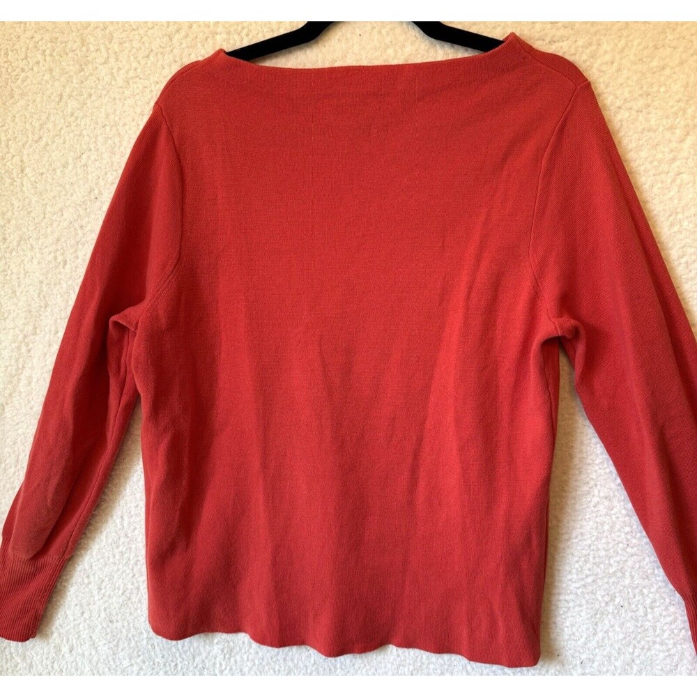 J Crew Sweater Women Large Coral Wool Cotton Blend‎ Long Sleeve Sweater